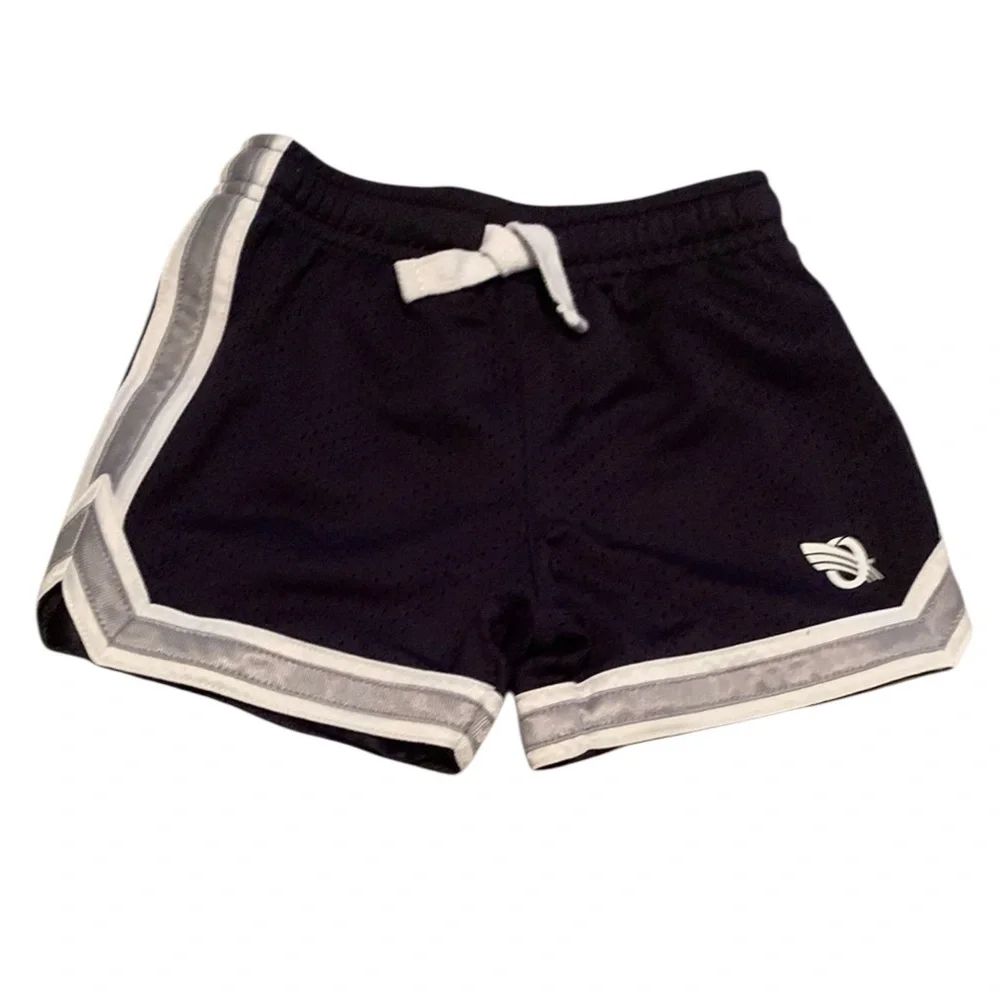 Oshkosh B’Gosh Blue White Gray Athletic Shorts Boy’s Size 6-9 Months Stripes.